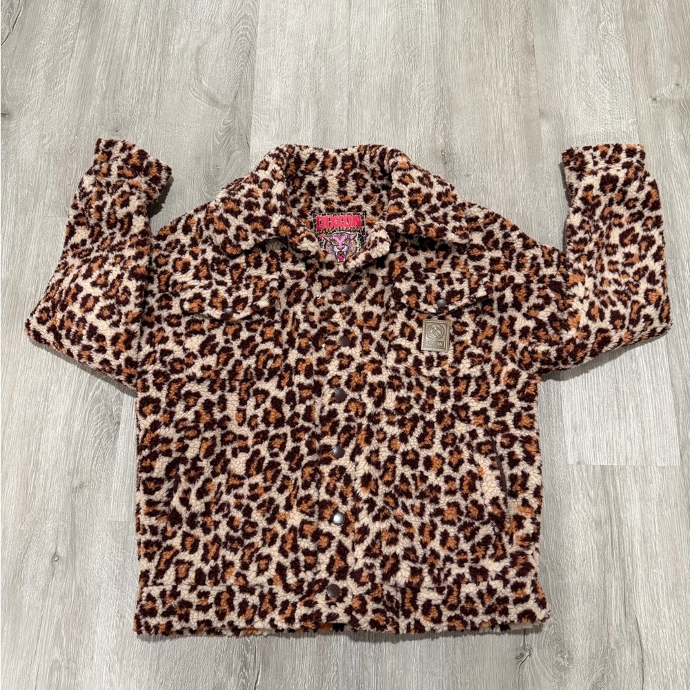 DIXXON Leopard Print Sherpa Jacket